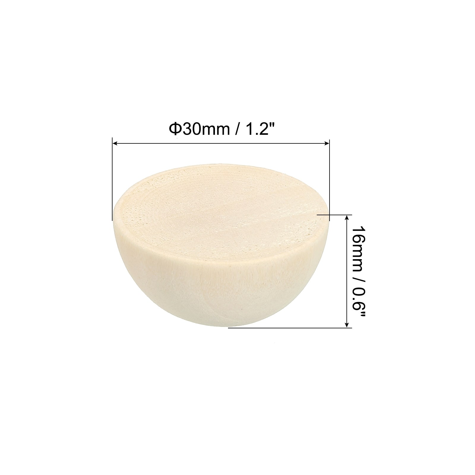 Half Wood Beads, Pack Unfinished Natural Wooden Beads Round Split Wood Balls for Craft Art Ornaments Painting - Wood Color