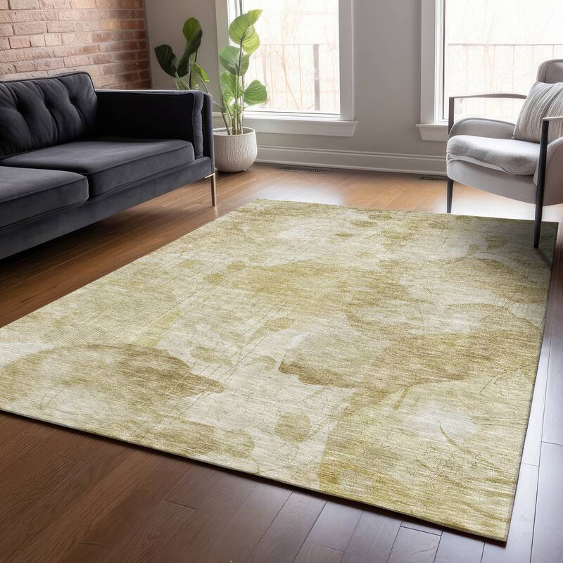 Machine Washable Indoor/ Outdoor Chantille Abstract Floral Rug