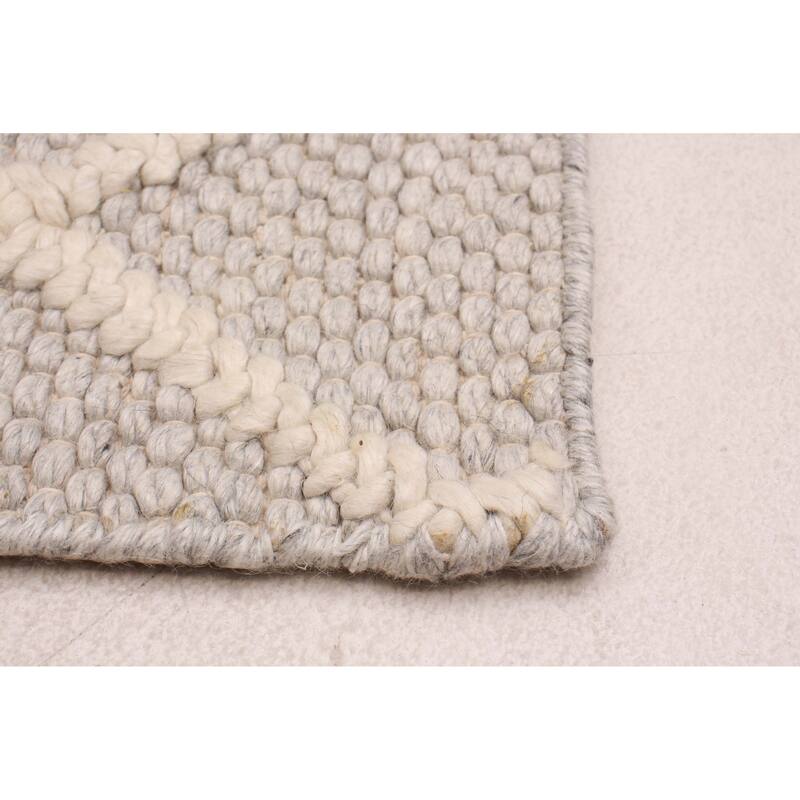 ECARPETGALLERY Braid weave Sienna Grey Wool Rug - 4'1 x 6'0