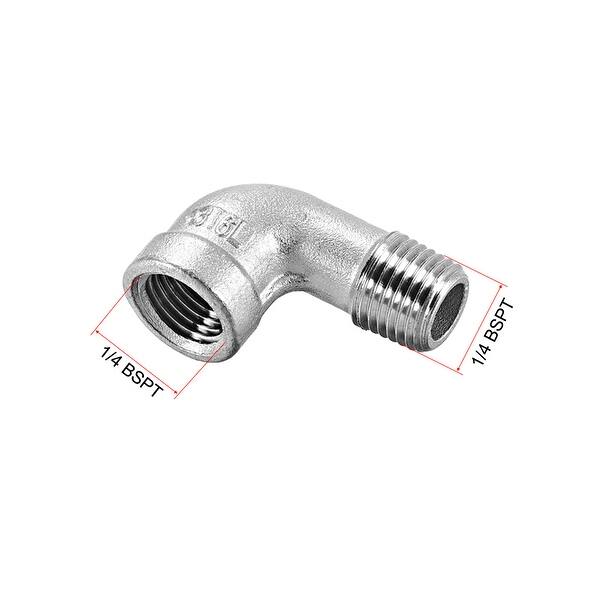 Stainless Steel 316 Pipe Fitting Elbow 1/4BSPT Female x 1/4BSPT Male 3pcs Silver Tone Bed