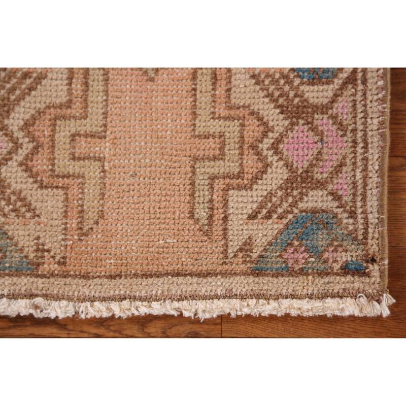 Hand Knotted Oriental 100% Wool Carpet Transitional Tribal Oranges & Rust Anatolian Area Rug - 3' 0'' X 1' 6''