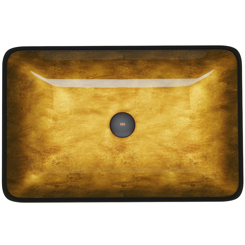 VIGO Donatello 23"L x 15"W x 5"H Glass Rectangular Vessel Bathroom Sink