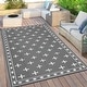preview thumbnail 17 of 43, Garvee Cross Pattern Waterproof Reversible Outdoor Patio Rug 10'x14' - Grey White