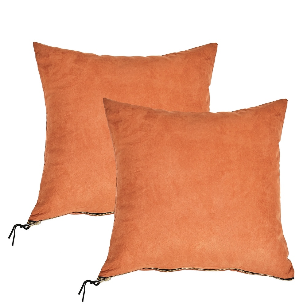 Suede 2 Piece Pillow Shell Set with Big Zipper, NO INSERT