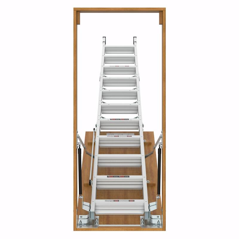Aluminum Attic Ladder: 350-Pound Capacity, Fits 22 1/2" x 54" Opening, Suitable for 7-10ft Ceilings