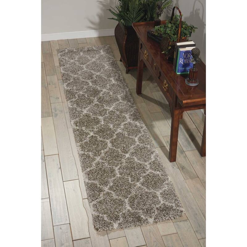 Nourison Amore Shag Area Rug - Beige/Grey - 2'2" x 10' Runner - Rectangle