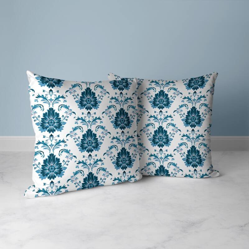 Ornate Opulence Faux Suede Reversible Throw Pillow Turquoise and Pink