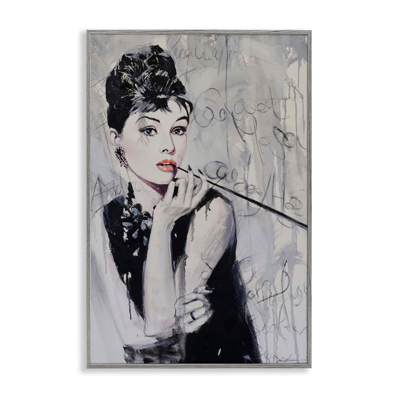 Stupell Bold & Classic Audrey Framed Giclee Art Design By Lucille Lee - 12 x 18 - Grey