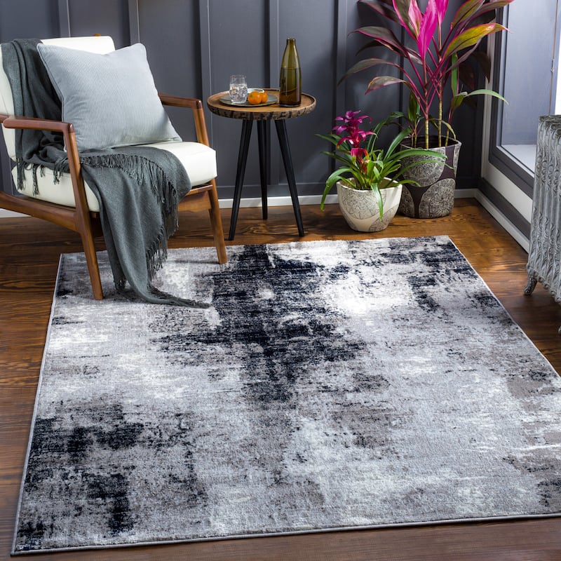 Artistic Weavers Cooke Industrial Abstract Area Rug - 7'10" x 10'3" - Black/Navy