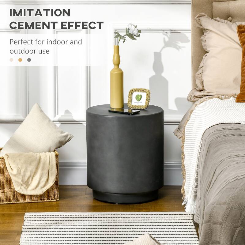 HOMCOM Lightweight Accent Table with Concrete Finish, Round Side Table with 4 Adjustable Feet for Indoor, Outdoor