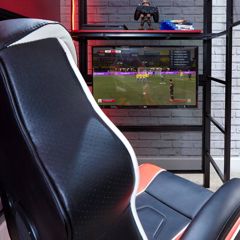 X Rocker Battle Den Gaming Bunk Bed with TV Mount, Twin, Black
