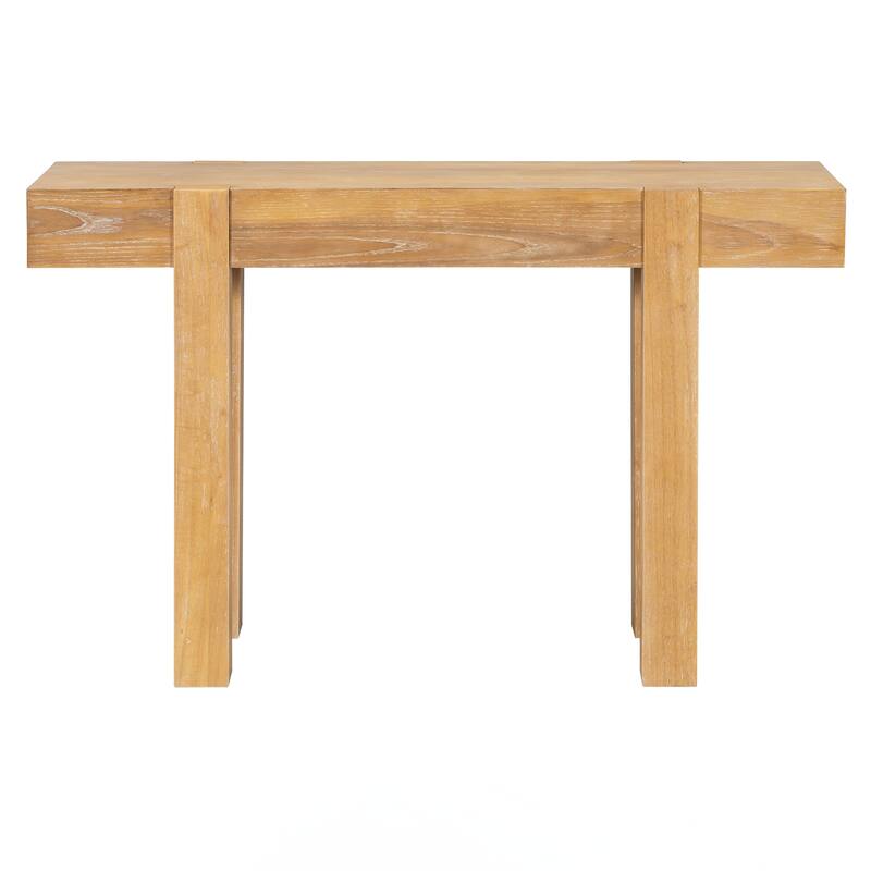 Rustic Minimalist Console Table with Hidden Drawer, Side Power Outlet,Wood Entryway Table for Entryways, Living Rooms