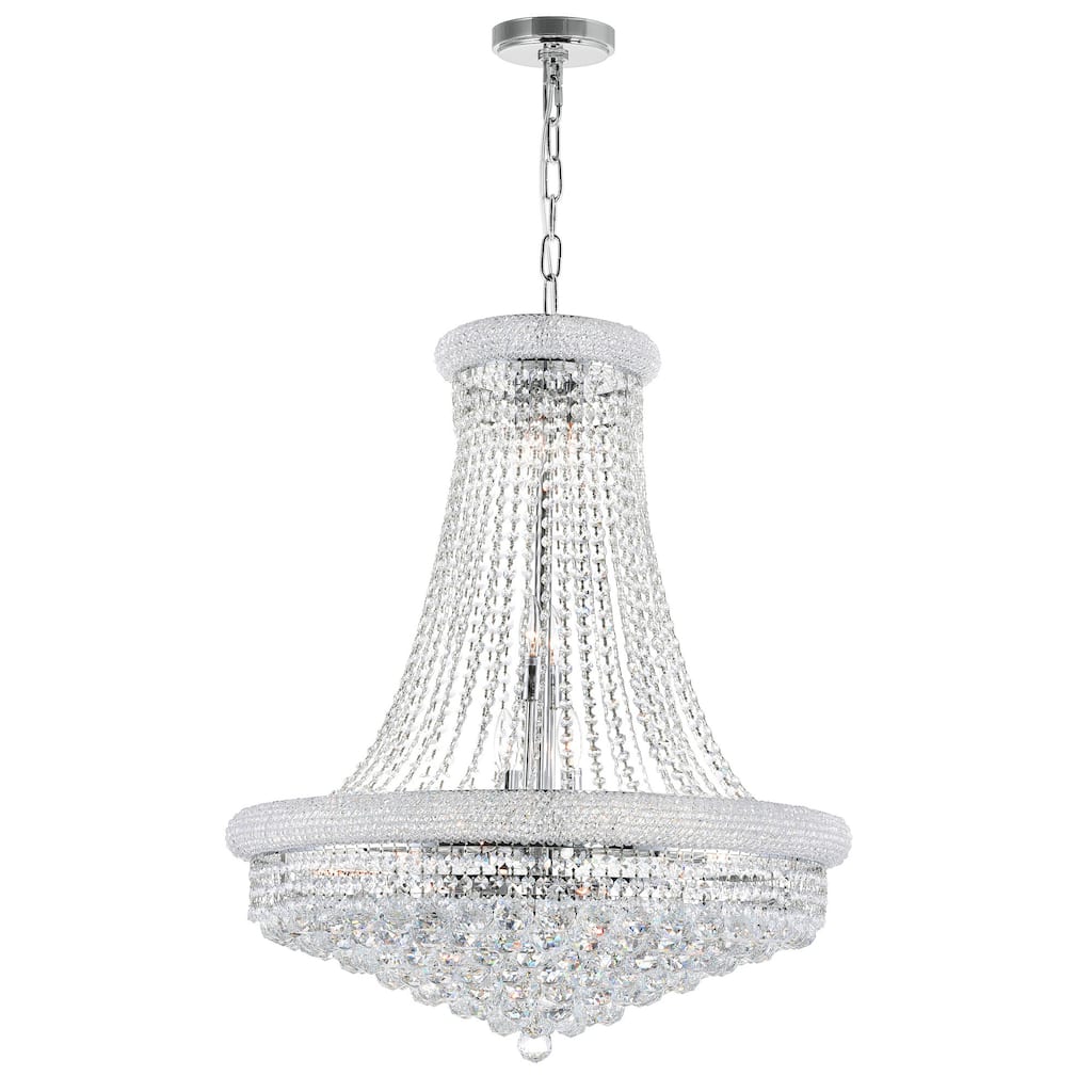 Empire 18 Light 28in Chrome Down Chandelier with Crystals