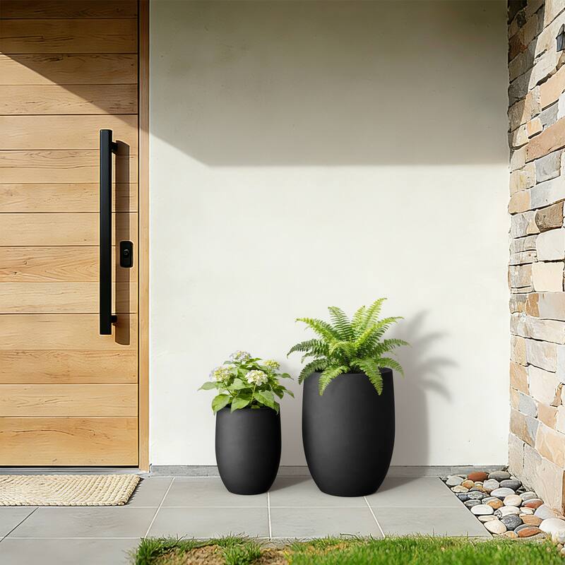 Concrete Tall Round Planter / Pot with Drainage Holes