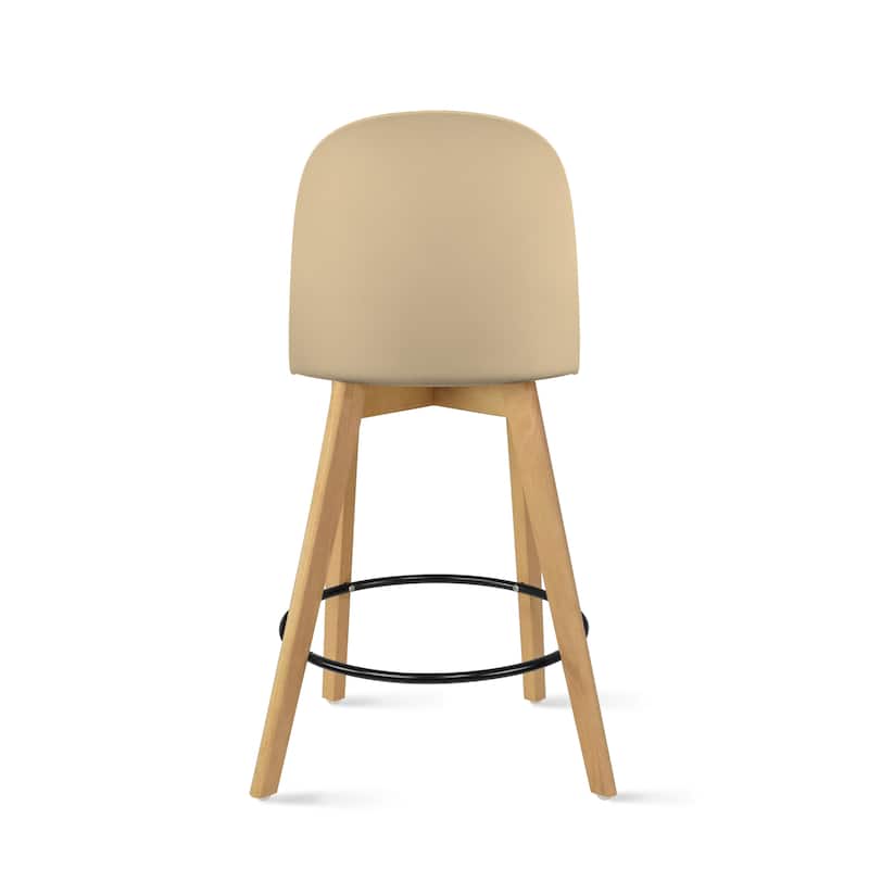 Set of 2 Designer Eiffel Chairs Counter Stools With Backs Side Molded Shell Kitchen Office Dining Dowel Bar Patio