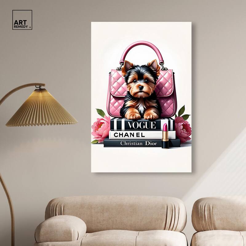 Fashionable Yorkie Canvas by Art Remedy, Gallery Wrapped