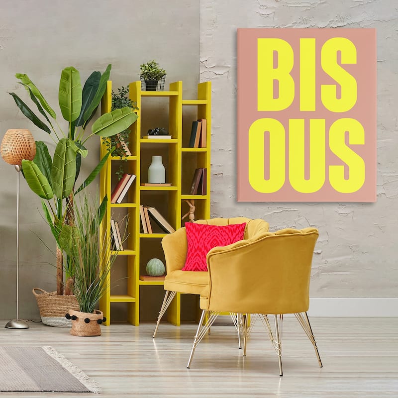 Stupell Bisous Kiss Typography Canvas Wall Art Design By House of Lulu
