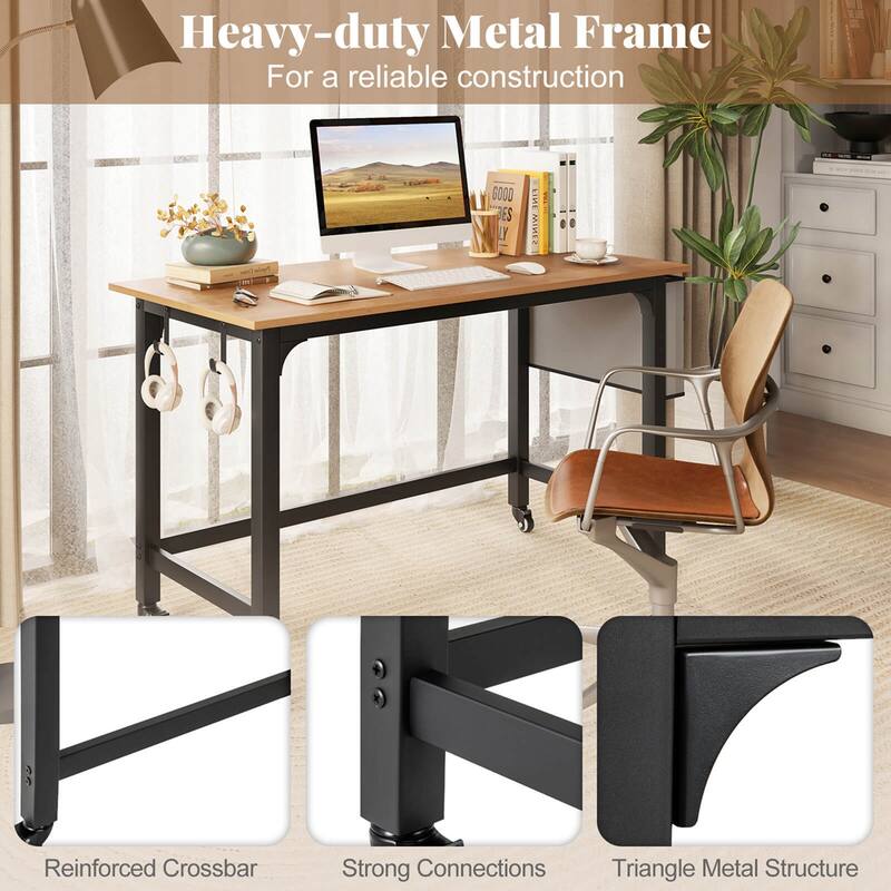 Costway 1/2/4 PCS Rolling Computer Desk Metal Frame PC Laptop Table
