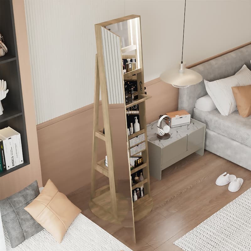 360°Swivel Jewelry Cabinet with Full Length Mirror