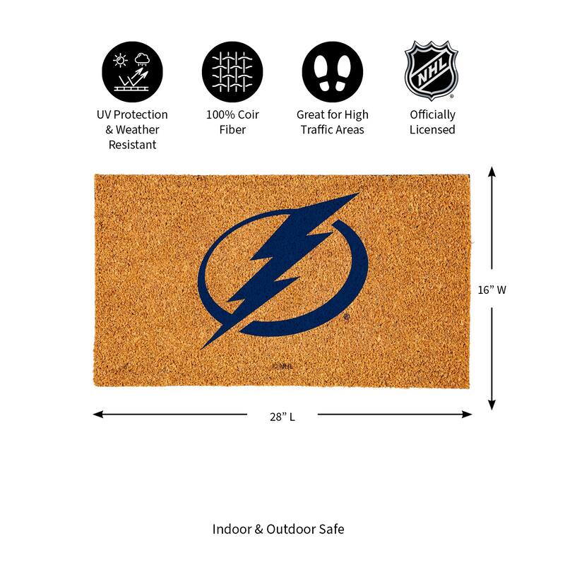 Coir Door Mat, 16"x 28", Tampa Bay Lightning - 28" x 16"