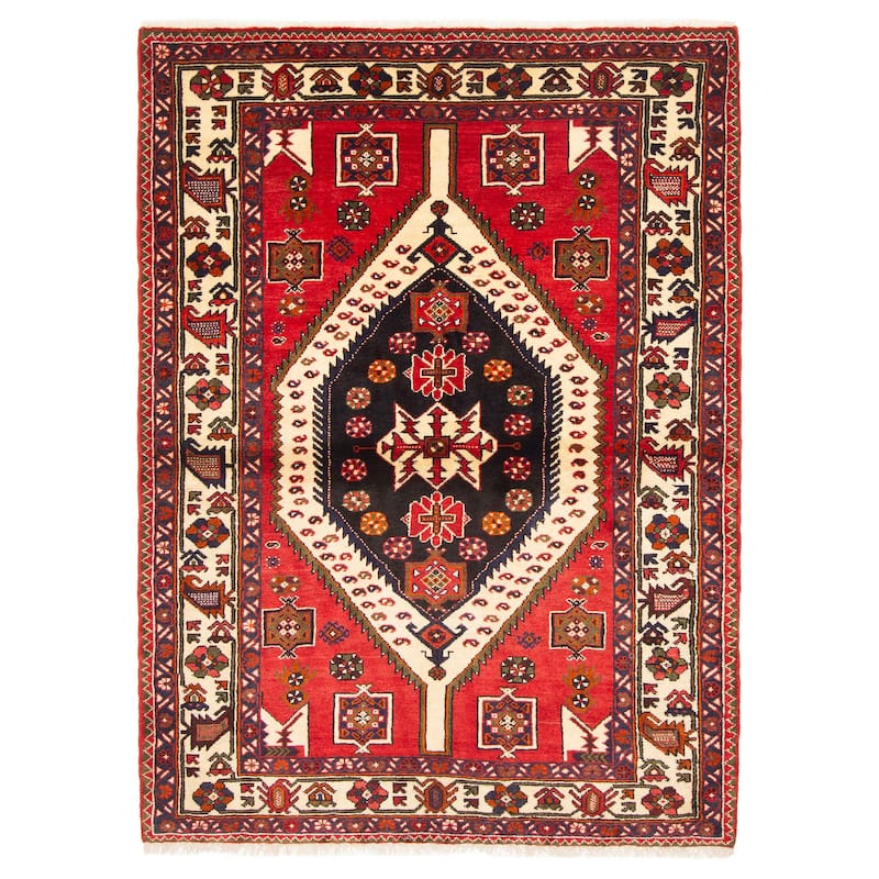ECARPETGALLERY Hand-knotted Anadol Red Wool Rug - 5'1 x 6'11 - Red - 5'1 x 6'11