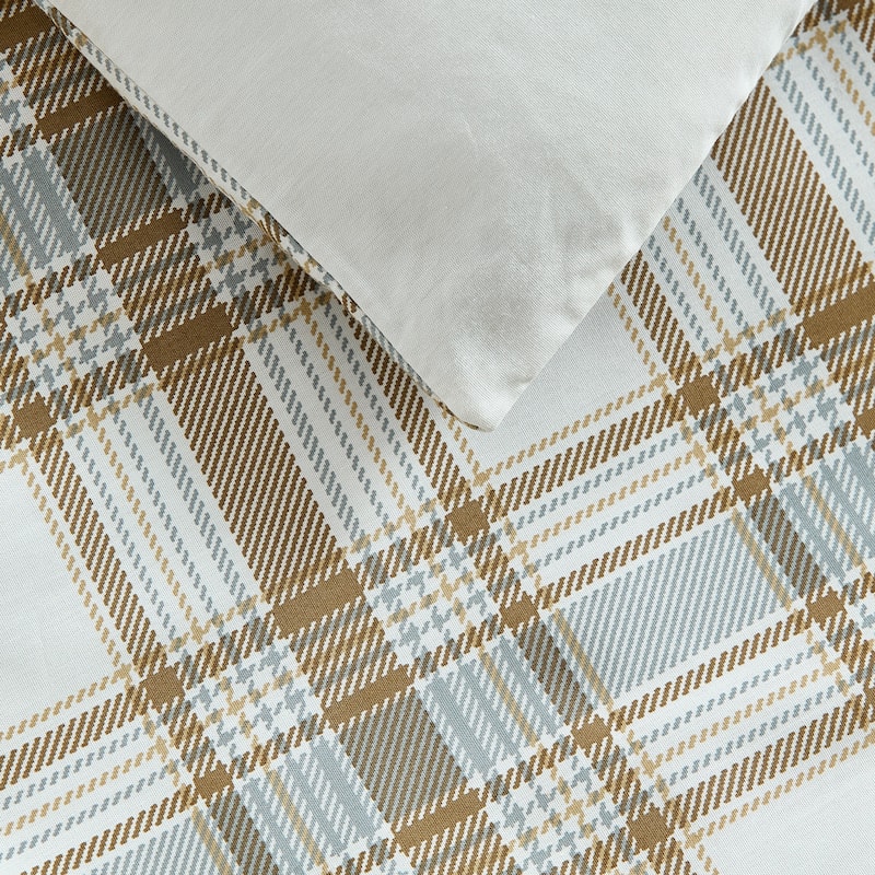 Eddie Bauer Ashland Plaid Cotton Brown Reversible Comforter Set