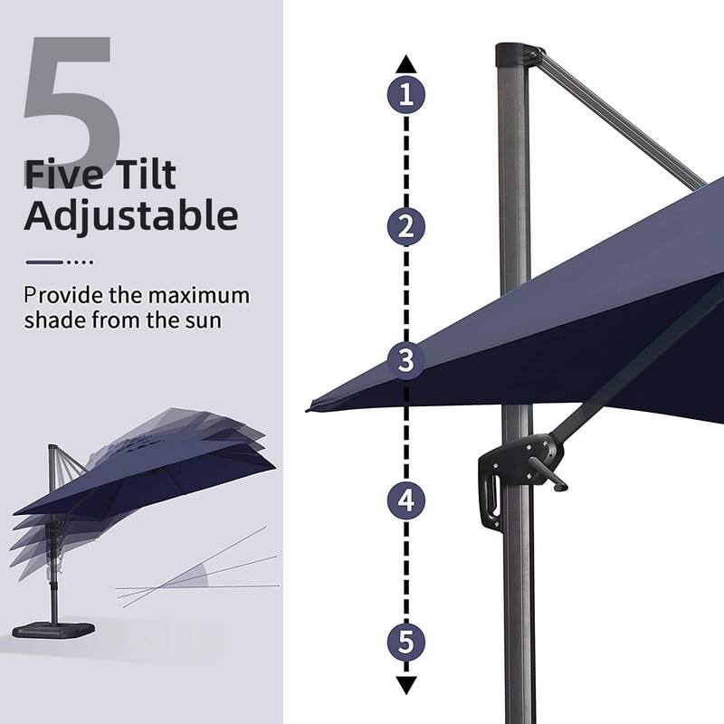 PURPLE LEAF 8 ft Square 360 Degree Rotation Patio Cantilever Umbrella