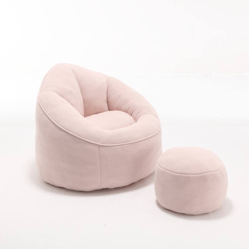 Compressed Foam Bean Bag Chair with Footrest - Plush Lounger for Modern Living Spaces