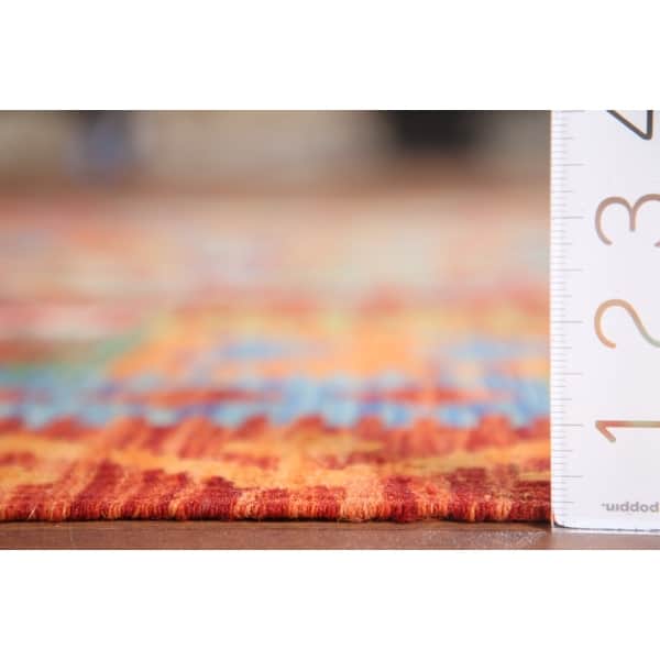 Geometric Kilim Oriental Area Rug Hand-Woven Wool Carpet - 5'10