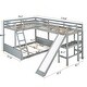 preview thumbnail 5 of 16, Twin over Full Bunk Bed with Desk and Slide,Full-Length Guardrail Twin Size Loft Bed.