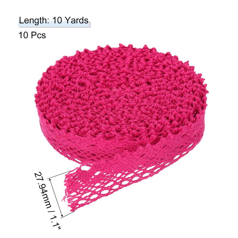 1.1 Inch Wide 10 Yards Cotton Lace Ribbon Lace Trim - Rose Red