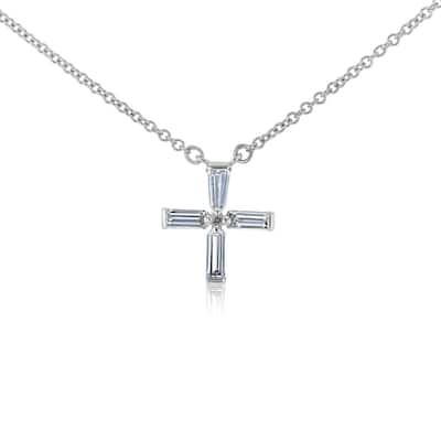 Kobelli 0.34 Carat Natural Diamond 14k Solid White Gold 4-Point Windmill Cross Holland Necklace