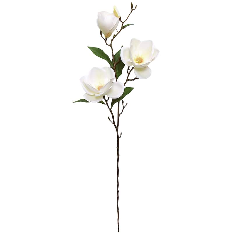 Set of 2 Large Cream White Artificial Magnolia Flower Stem Spray 38in - 38" L x 11" W x 9" DP