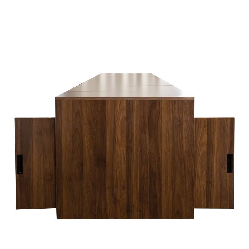 Modern Multifunctional Extendable Dining Table With Outlet,Space Saving Expanding Table With Storage