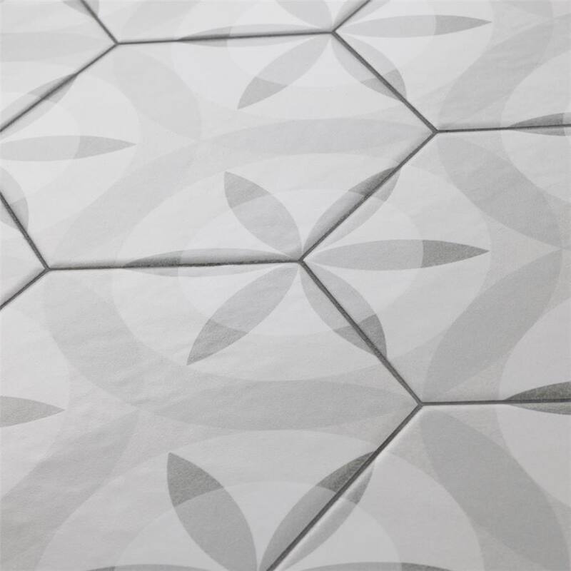 Merola Tile Hexatile Matte Nature Black & White 7" x 8" Porcelain Floor and Wall Tile