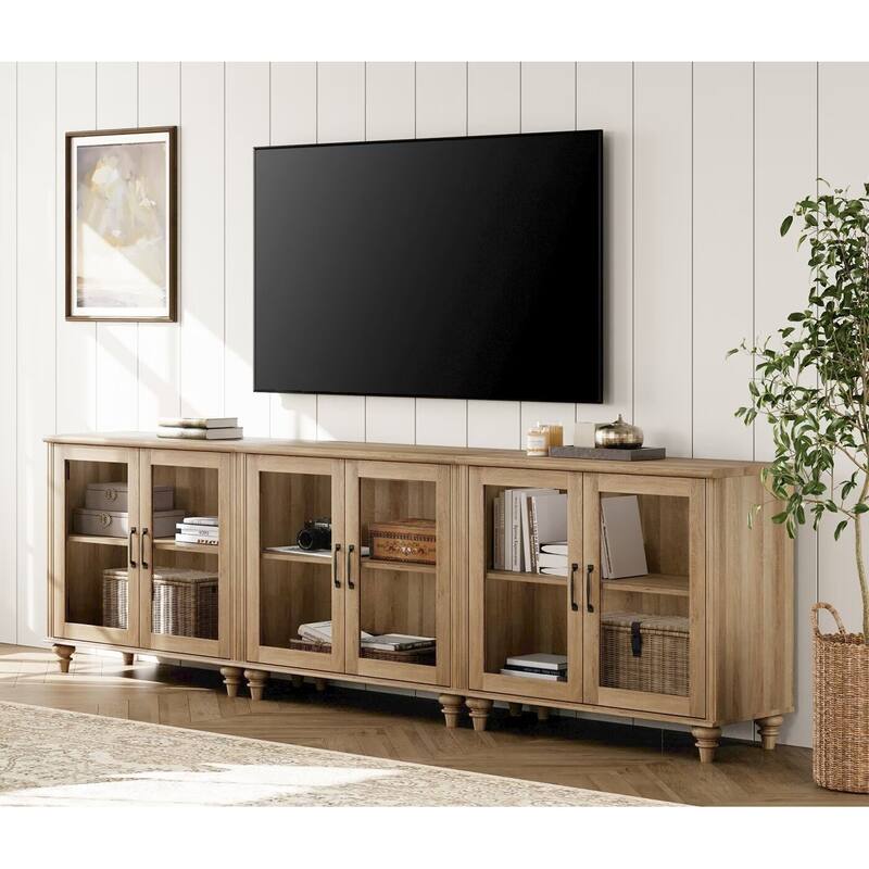 Kitchen Sideboard Buffet Cabinet, Glass Display Cabinet with Storage