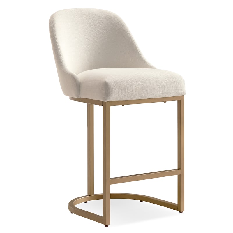 Leick Home Upholstered Barrelback Counter Stool with Metal Base