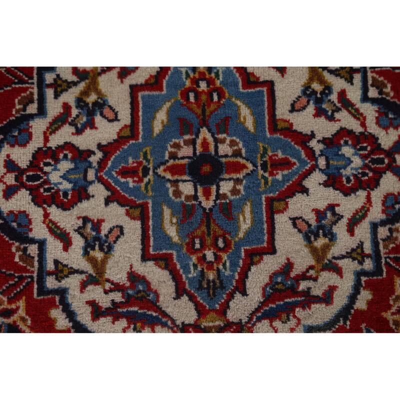 Vintage Traditional Kashan Persian Wool Area Rug Hand-knotted Carpet - 9'11" x 13'1"