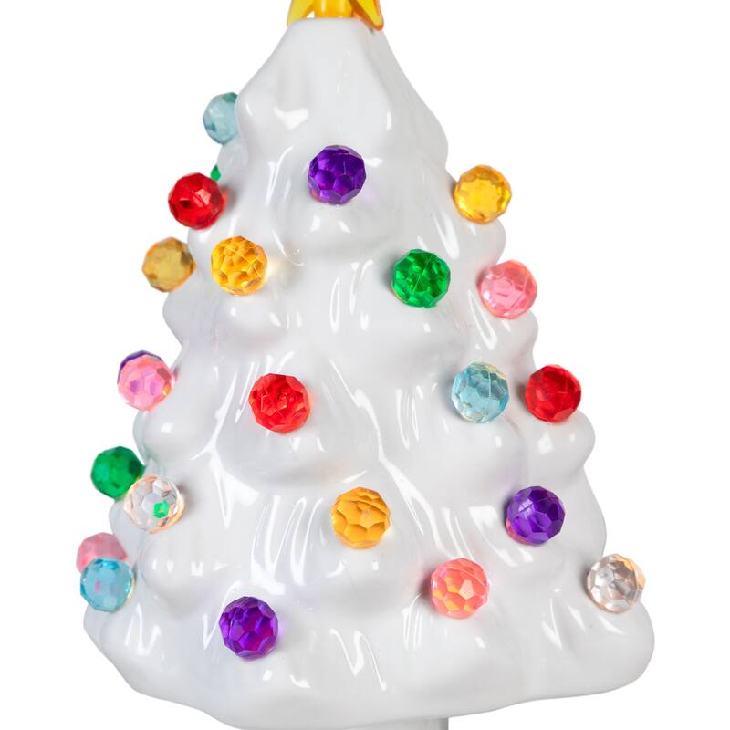 Retro Tree Ceramic Christmas Night Light - 7" - White