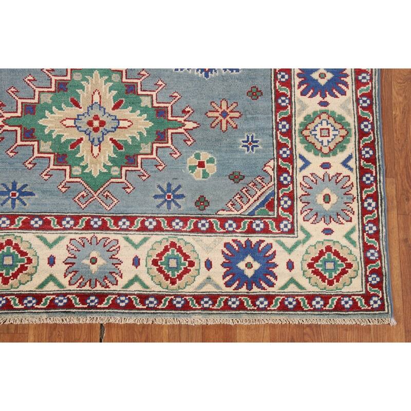 Light Blue Kazak Oriental Rug Hand-Knotted Living Room Wool Carpet - 4'10" x 6'7"