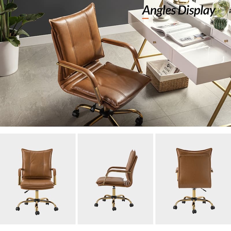 Zarina Modern Faux Leather Swivel Office Desk Chair with Height-adjustable by HULALA HOME