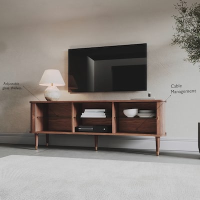 Studio London Murray Mid-Century Modern Walnut Cabinet TV Stand