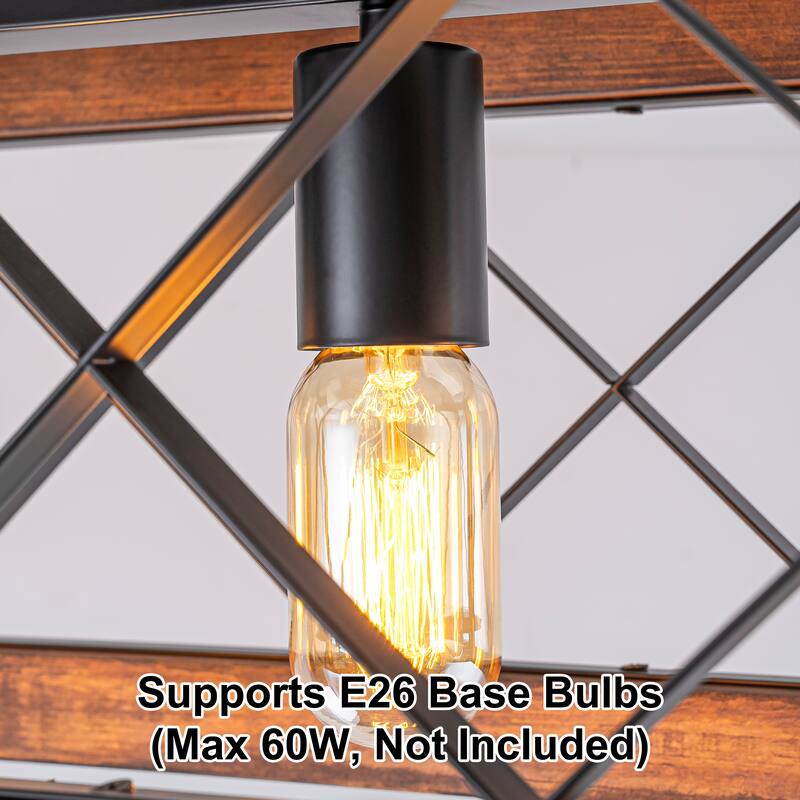 Starsky 5-Light 31.5in. Farmhouse Rectangular Lantern Flush Mount Ceiling Light