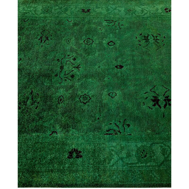 Overdyed One-of-a-Kind Hand-Knotted Area Rug - Green - 3' 1" x 13' 0"