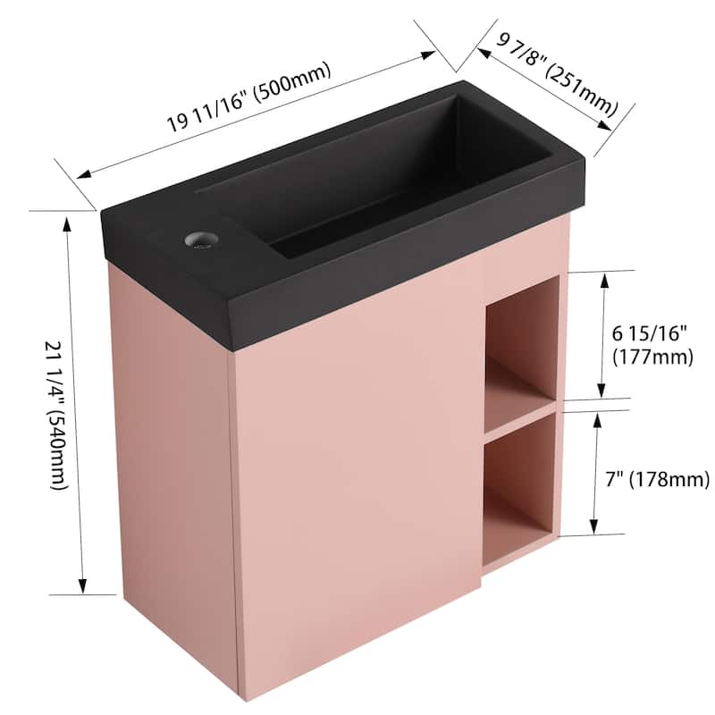 Bathroom Vanity With Sink In 20 Inch, Floating Bathroom Vanity With Soft Close Door