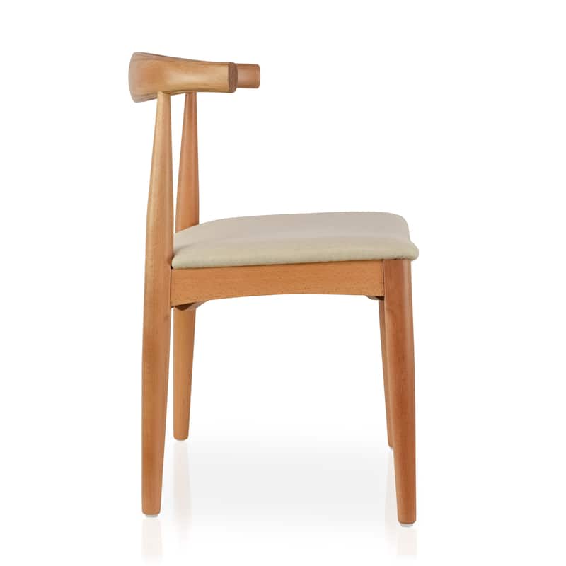 Set of 2 Kennedy Elbow Chairs Farmhouse Wooden Dining Chairs With PU Leather Or Fabric Cushion Seat, Modern Accent Side Chairs