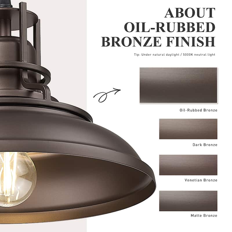 Farmhouse Vintage Barn Pendant Light Oil with Rubbed Bronze Finish