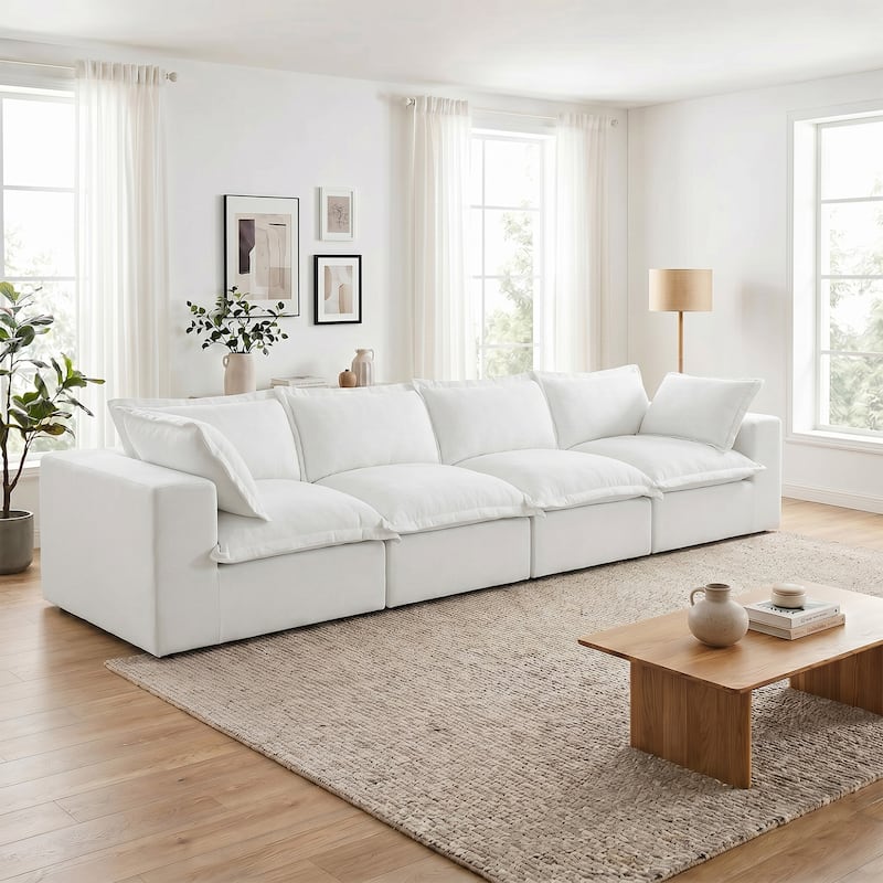 Comfy Cloud Couch Plush Modular Sectional Sofa For Living Room - Beige/4 piece - Symmetrical