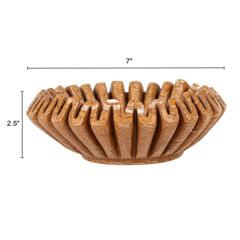 Marble Pleated Dish - 7.0"L x 7.0"W x 2.5"H