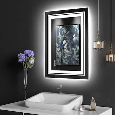 24x32 Inch Frameless LED Bathroom Mirror,Smart Mirror - White